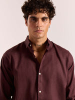 Load image into Gallery viewer, Wine Linen-blend Shirt
