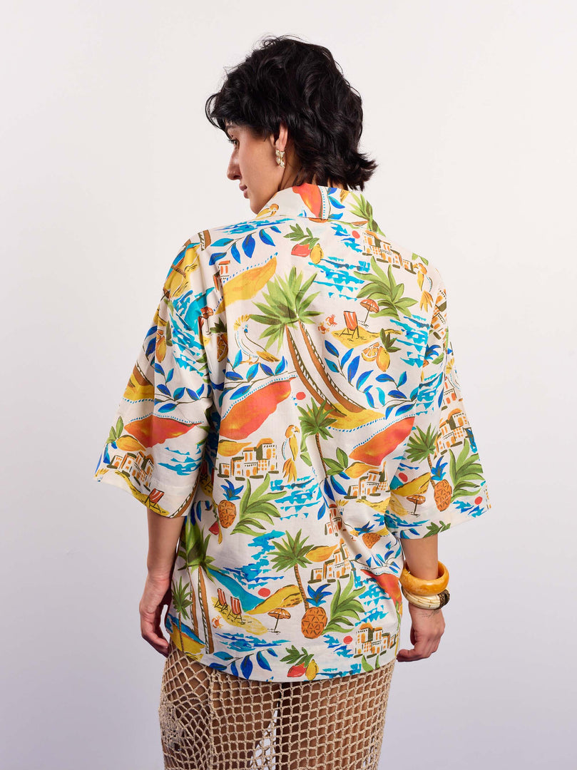 Mediterranean Summer Printed Pullover