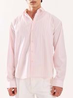 Load image into Gallery viewer, Pink &amp; White Striped Poplin Cropped Shirt
