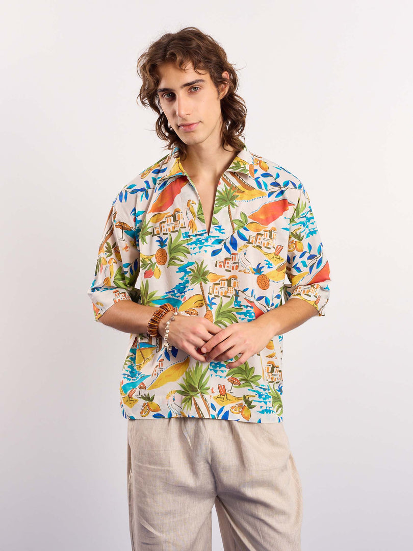 Mediterranean Summer Printed Pullover