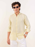 Load image into Gallery viewer, Light Yellow Textured Irish Linen Shirt
