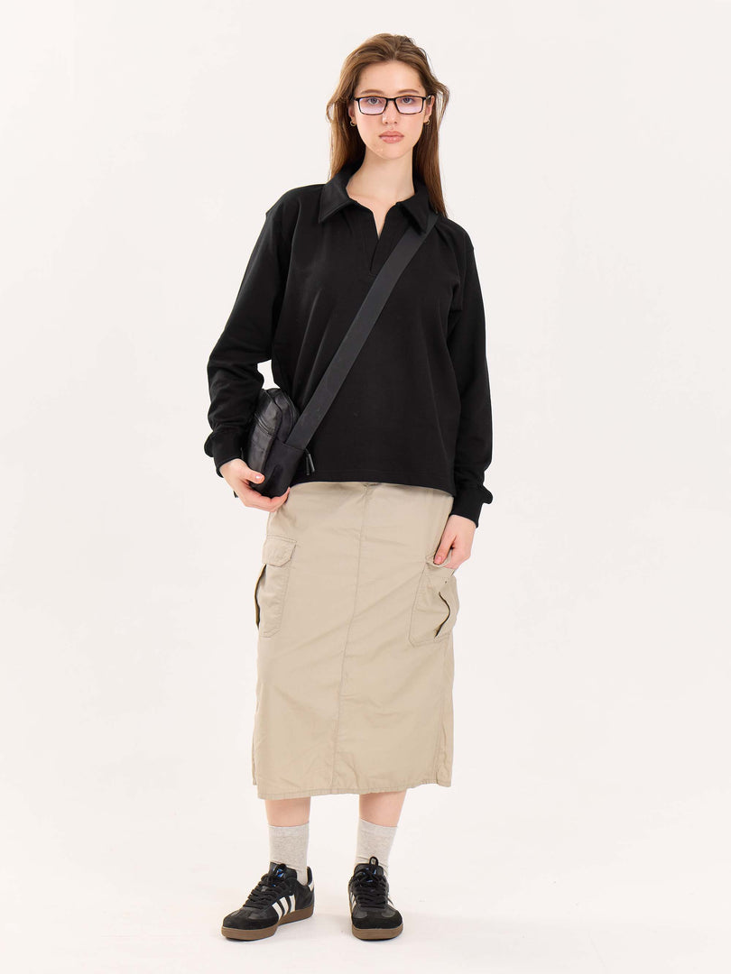 Black Terry Polo Tee