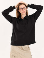 Load image into Gallery viewer, Black Terry Polo Tee
