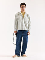 Load image into Gallery viewer, Cream &amp; Blue Striped Poplin Oversized Shirt