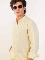 Load image into Gallery viewer, Light Yellow Textured Irish Linen Shirt
