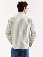 Load image into Gallery viewer, Cream &amp; Blue Striped Poplin Oversized Shirt
