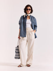 Denim Blue Chambray Irish Linen Shirt