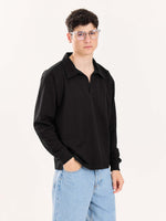 Load image into Gallery viewer, Black Terry Polo Tee
