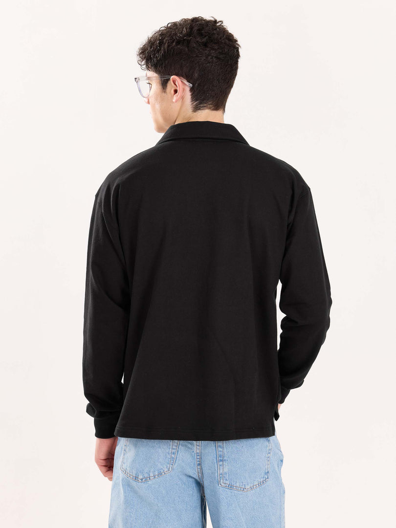 Black Terry Polo Tee