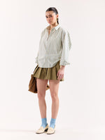 Load image into Gallery viewer, Cream &amp; Blue Striped Poplin Oversized Shirt