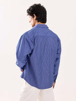 Load image into Gallery viewer, Dark Blue Striped Poplin Cropped Shirt
