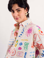 Load image into Gallery viewer, Sun &amp; the Sea Printed Linen Pullover
