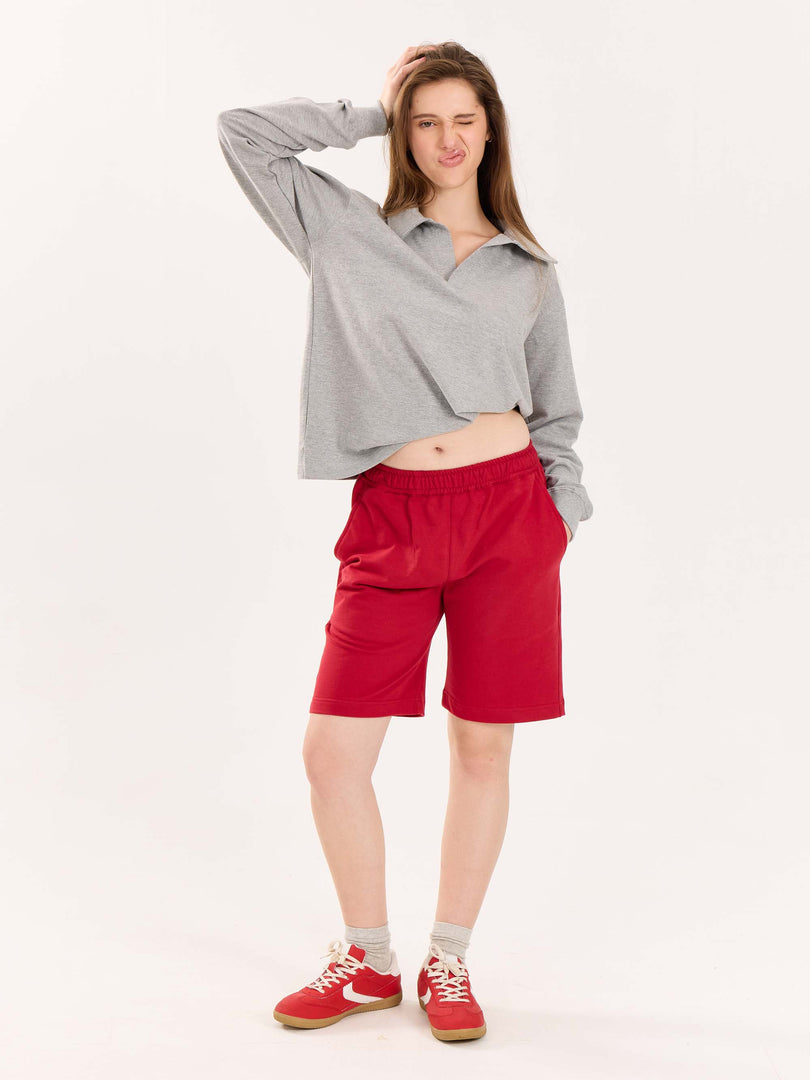 Marl Grey Terry Polo Tee