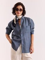 Load image into Gallery viewer, Denim Blue Chambray Irish Linen Shirt