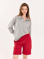 Load image into Gallery viewer, Marl Grey Terry Polo Tee
