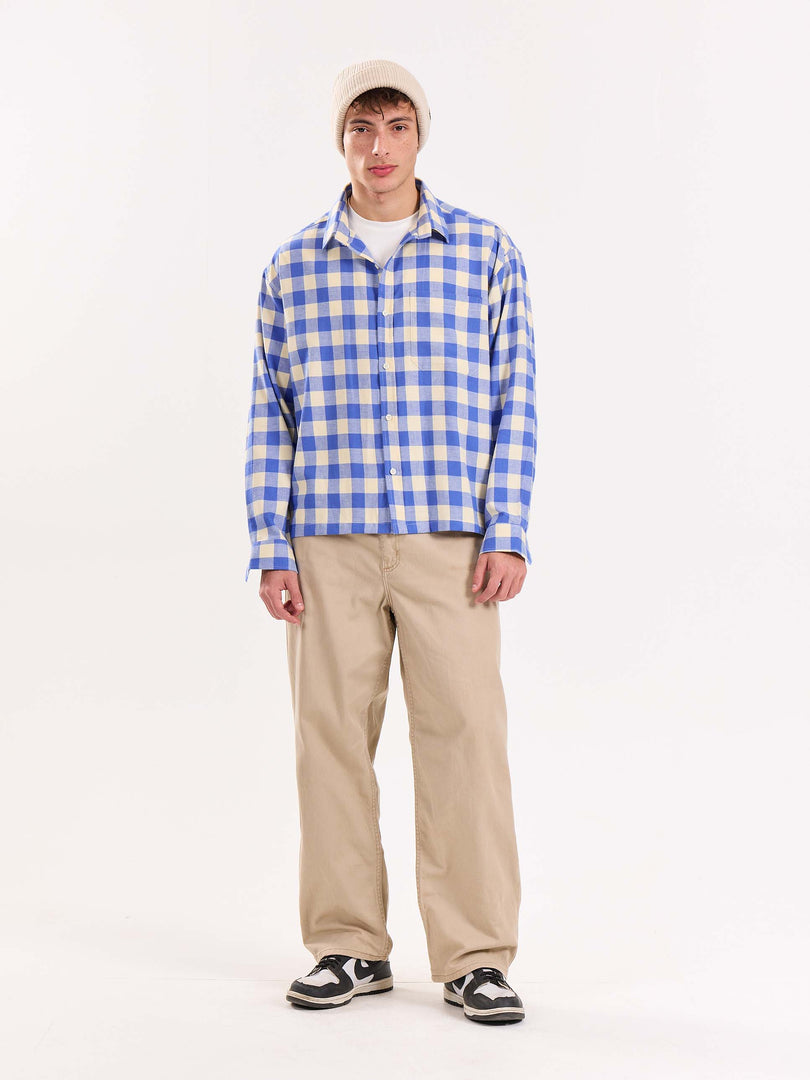 Blue Checkered Flannel Overshirt