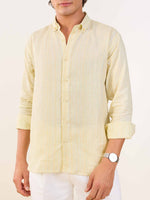Load image into Gallery viewer, Light Yellow Textured Irish Linen Shirt
