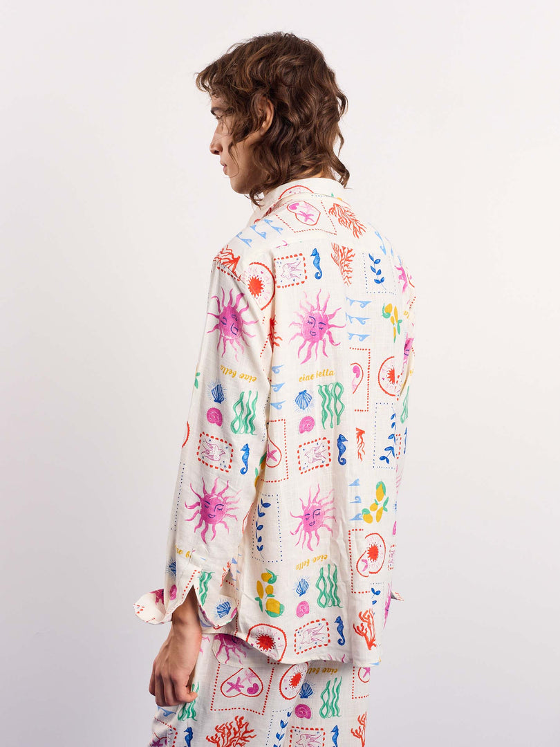 Sun & the Sea Printed Linen Pullover