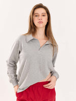 Load image into Gallery viewer, Marl Grey Terry Polo Tee
