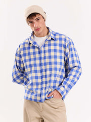 Blue Checkered Flannel Overshirt