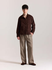 Coffee Brown Corduroy Oversized Shirt