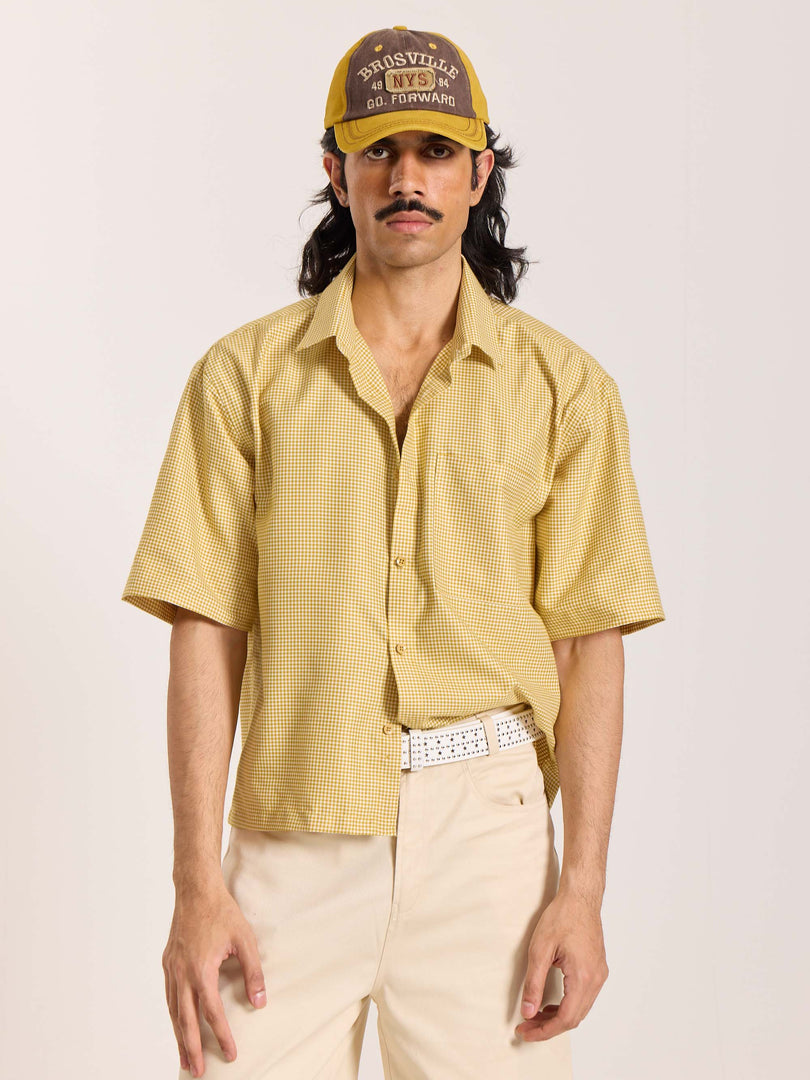 Mustard Checkered Cropped Shirt