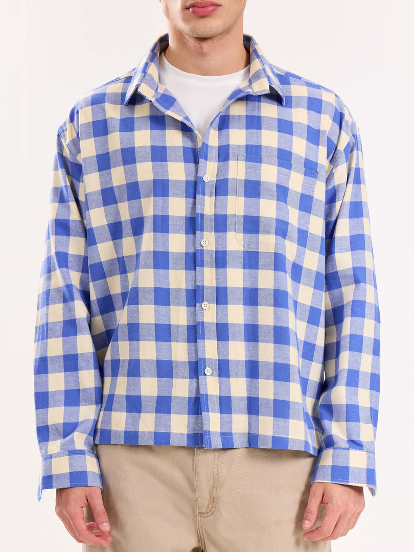 Blue Checkered Flannel Overshirt