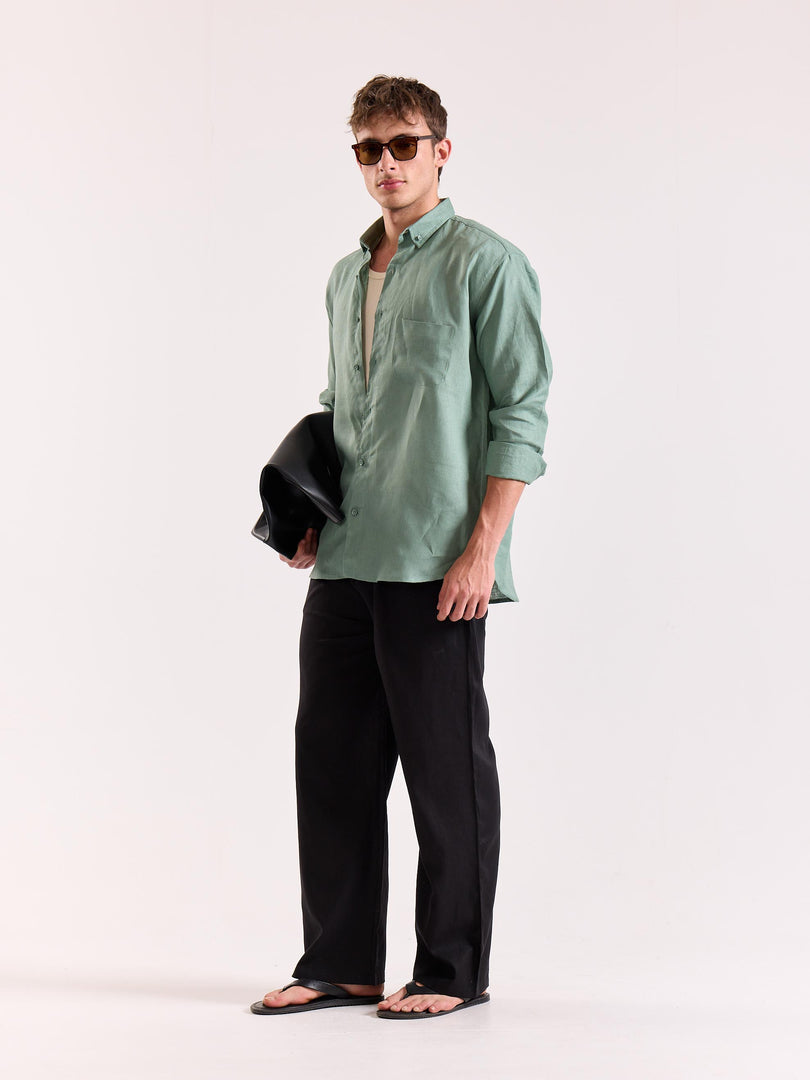 Aqua Green 60s Lea Linen Shirt