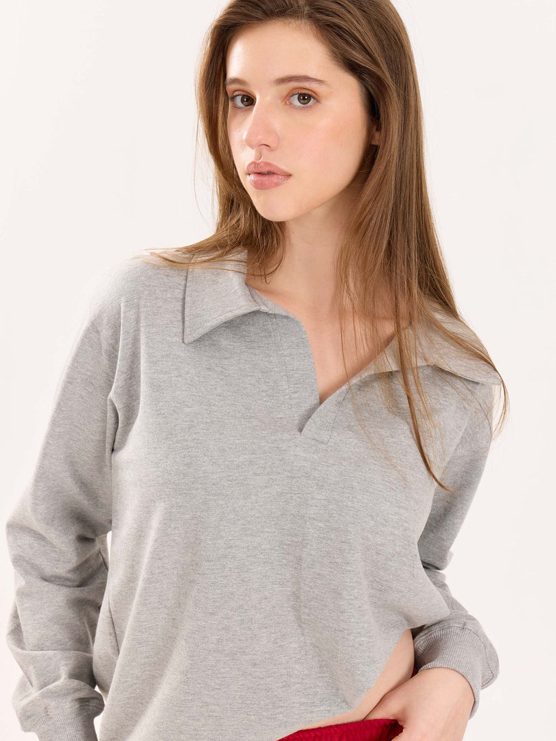 Marl Grey Terry Polo Tee