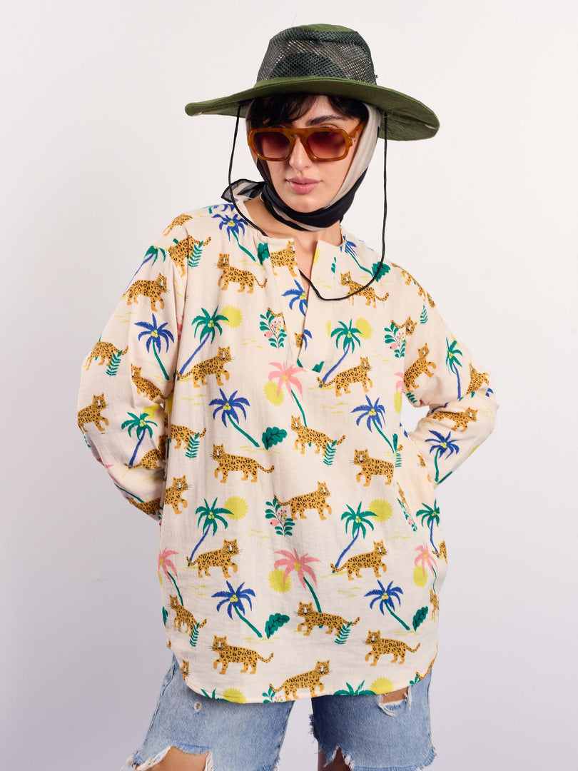 Tropical Safari Gauze Pullover