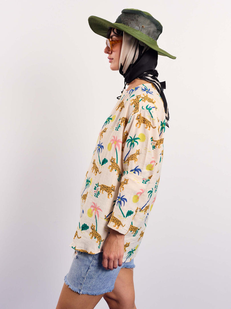 Tropical Safari Gauze Pullover