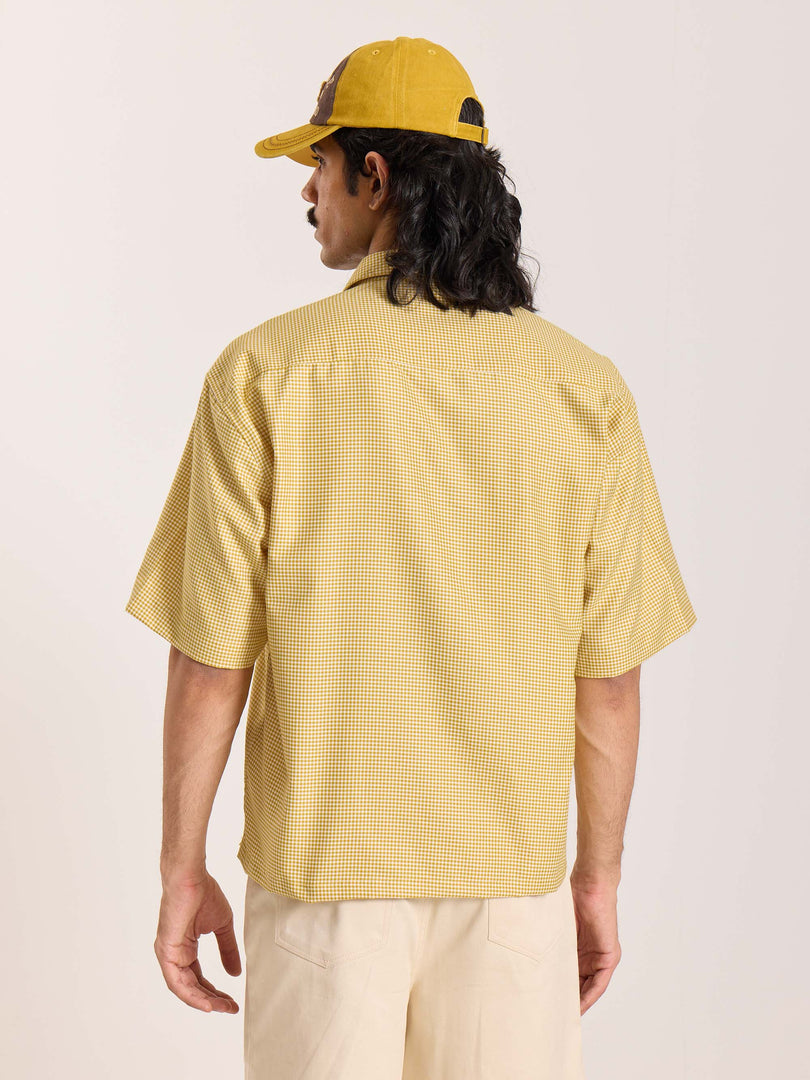 Mustard Checkered Cropped Shirt