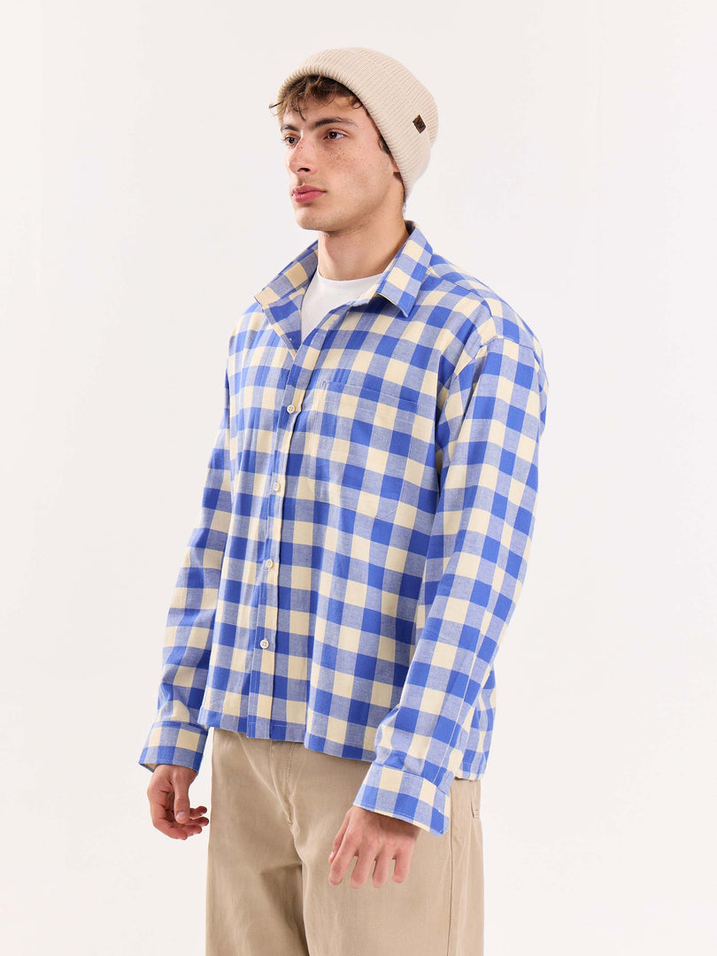 Blue Checkered Flannel Overshirt