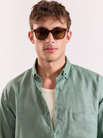 Load image into Gallery viewer, Aqua Green 60s Lea Linen Shirt