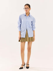 Baby Blue & Olive Striped Poplin Shirt