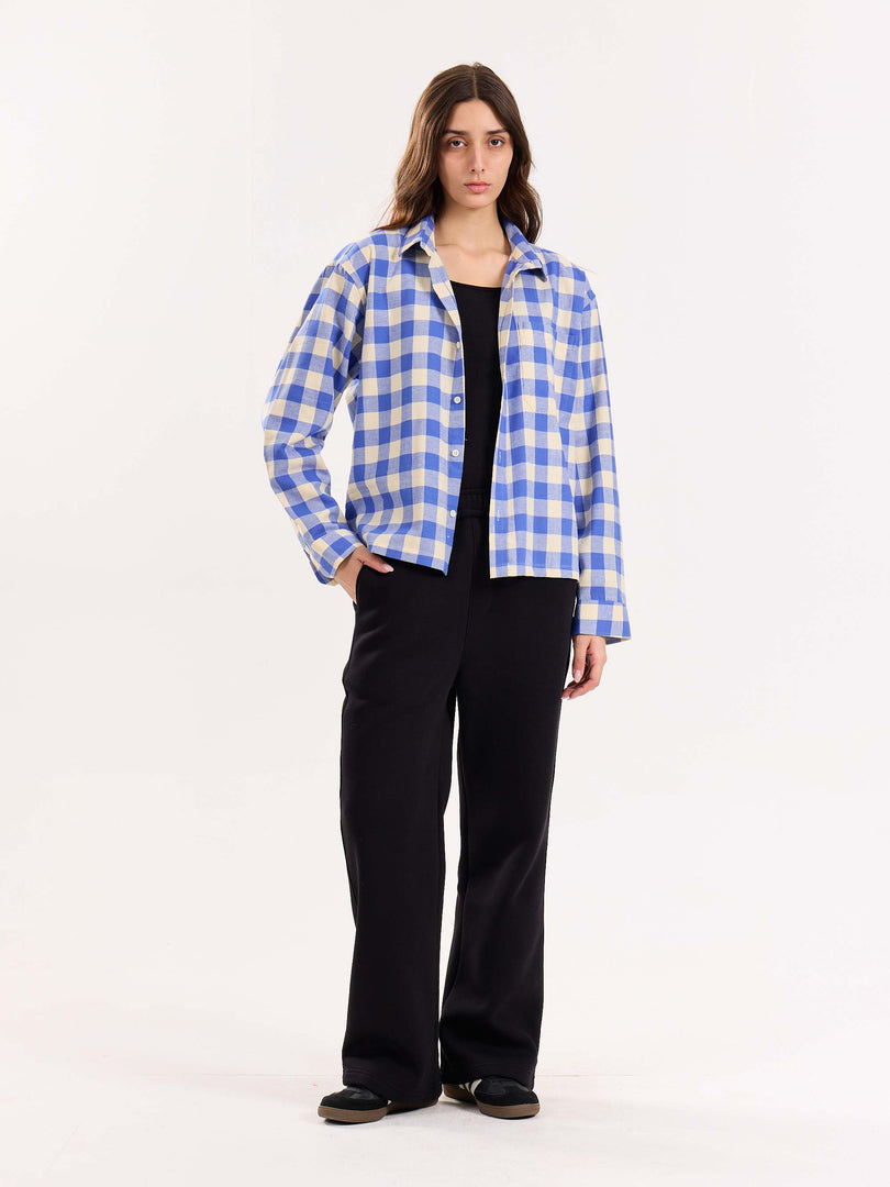 Blue Checkered Flannel Overshirt