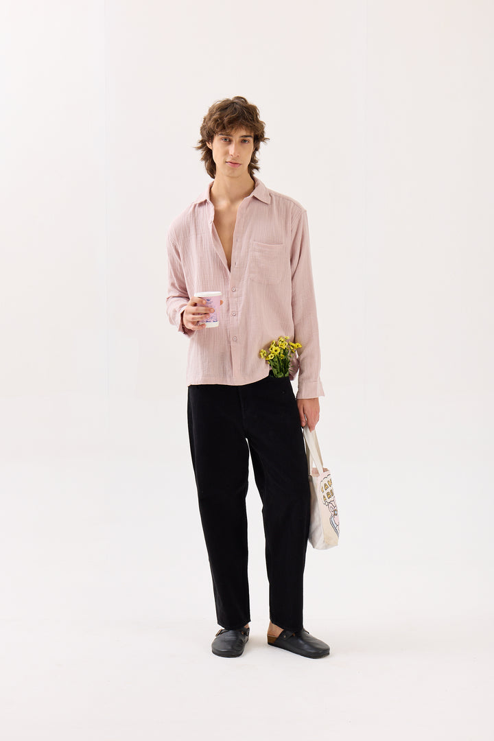 Pale Pink Gauze Holiday Shirt