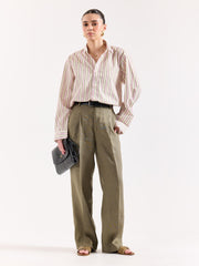 Multicolor Striped Poplin Oversized Shirt