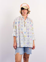 Load image into Gallery viewer, Floral Checkered Printed Linen Pullover
