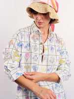 Load image into Gallery viewer, Floral Checkered Printed Linen Pullover
