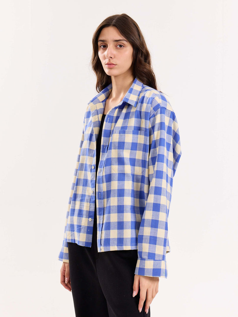 Blue Checkered Flannel Overshirt