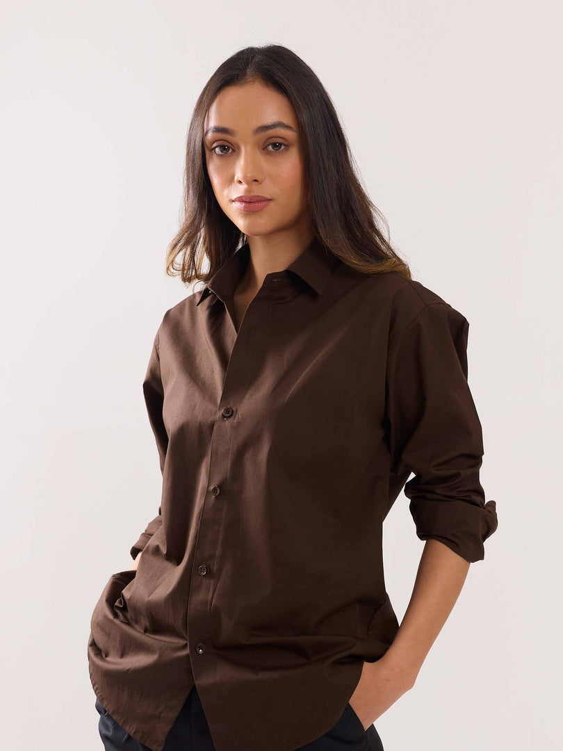 Coffee Brown Poplin Shirt