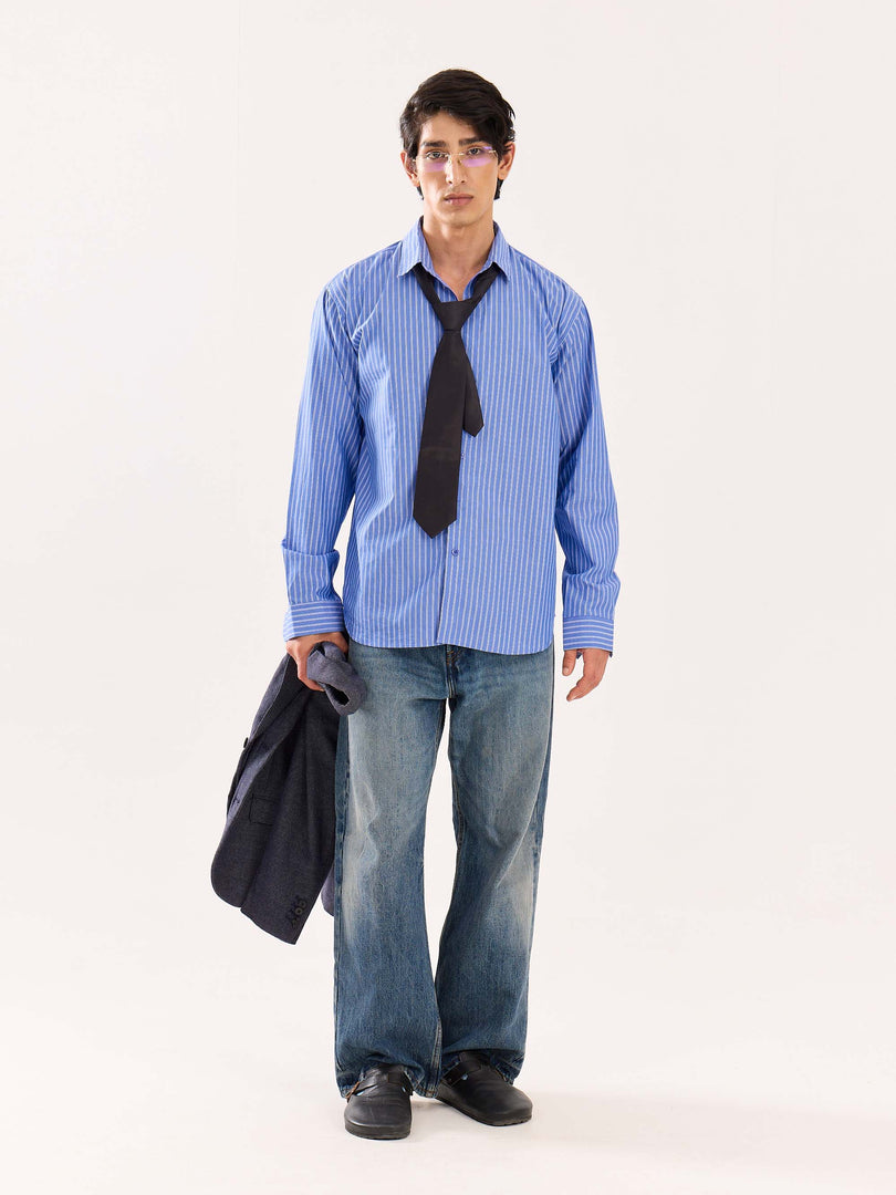 Blue Striped Poplin Shirt