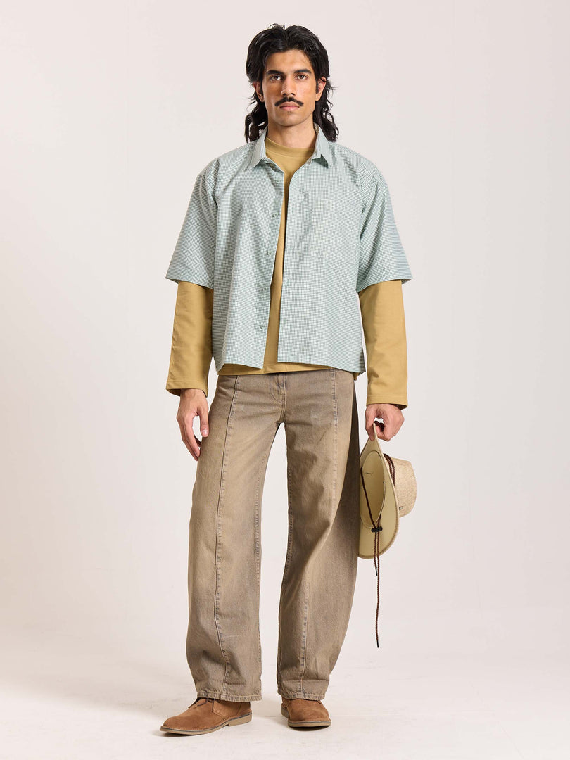 Green Checkered Cropped Shirt