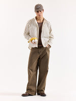 Load image into Gallery viewer, Cream &amp; Brown Striped Poplin Oversized Shirt