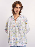 Load image into Gallery viewer, Floral Checkered Printed Linen Pullover
