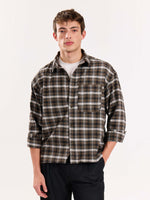Load image into Gallery viewer, Olive Checkered Flannel Overshirt