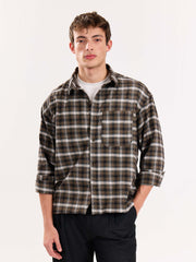 Olive Checkered Flannel Overshirt