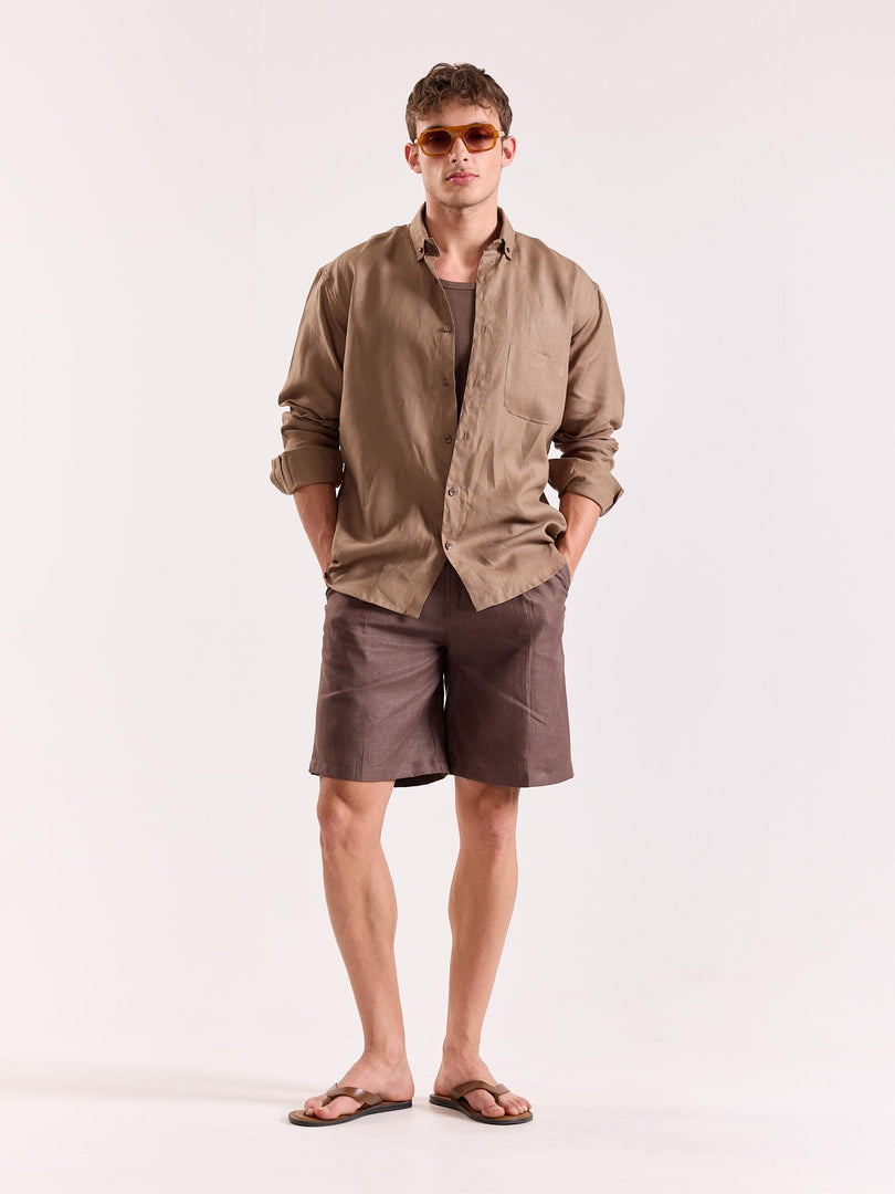 Taupe 60s Lea Linen Shirt