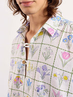 Load image into Gallery viewer, Floral Checkered Printed Linen Pullover
